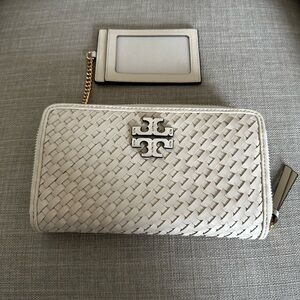 New Tory Burch Thea Woven Zip Continental Wallet with removable ID card